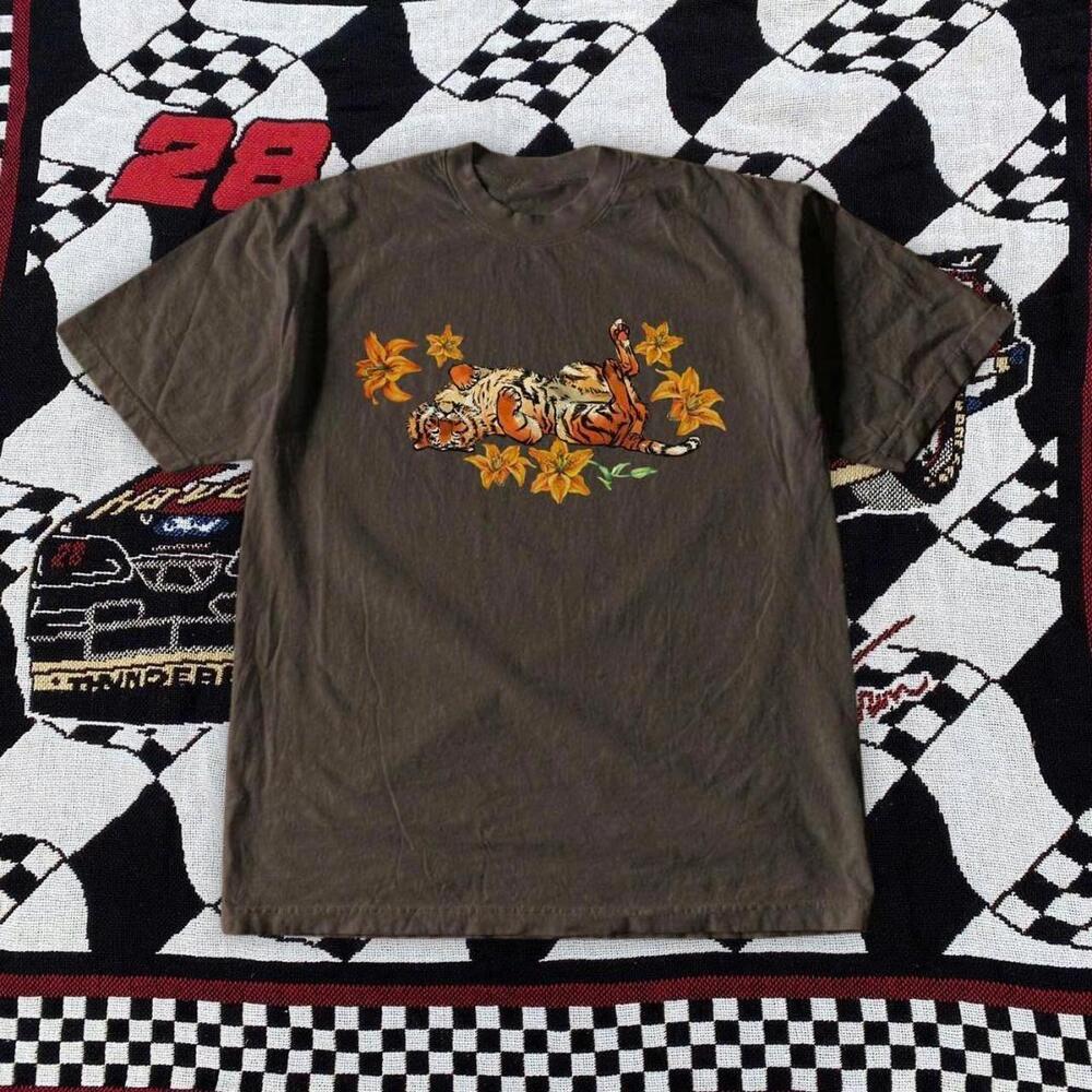 Brown And Orange Harley Davidson Tiger  Tee